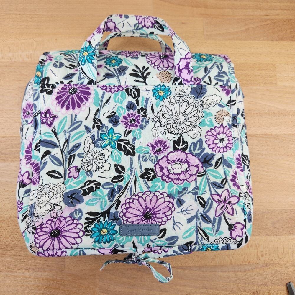 Vera Bradley Hanging Cosmetic Toiletry Travel Bag- Cosmetic Purple & Blue